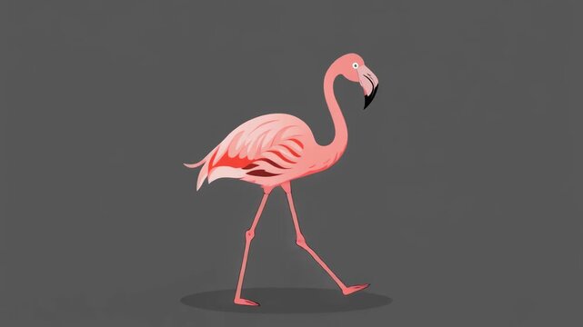 Pink Flamingo Walking with Visible Skeleton Illustration.