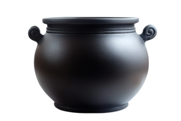 A stunning black cauldron with decorative handles, perfect for adding a touch of mystery and elegance to any setting