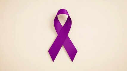 Purple awareness ribbon with a satin texture, symbolizing support and solidarity for various causes.
