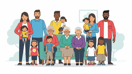 Diverse Family Generations Posed Together In A Group Portrait.