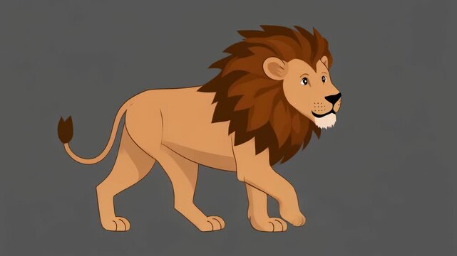 Cartoon lion illustration with a majestic mane.