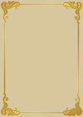 Gold colored paper and frame decoration, luxurious background.