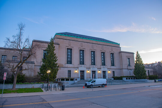 Rackham Auditorium at 915 E Washington Street in University of Michigan, Ann Arbor, Michigan MI, USA. 