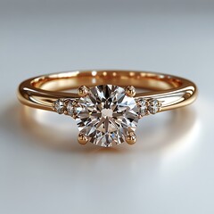 Golden Ring Displaying Elegant Solitaire Diamond Brilliance high resolution picture