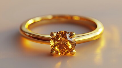 Golden Ring Displaying Solitaire Diamond Beauty high resolution picture
