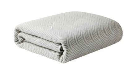 Soft Folded Grey and White Chevron Pattern Throw Blanket isolated on transparent background