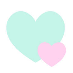 大小のハートが重なったシンプルな手描きイラストアイコン ゆめかわカラー