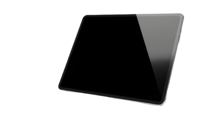 Modern Digital Tablet Mockup with Blank Black Screen for App Design Presentation isolated on transparent background