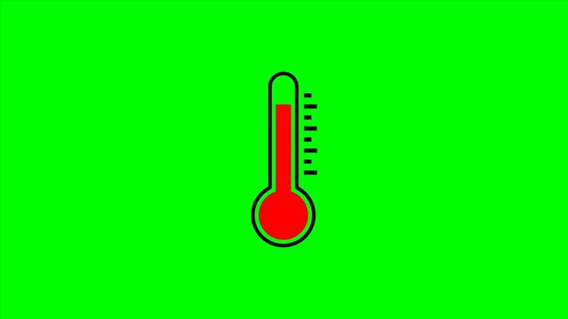 Temperature thermometer icon animation. Classic glass thermometer temperature going up  and down. Continuous Red Mercury Motion Graphic for Fever, Weather, and Heat. Seamless 4K Loop.