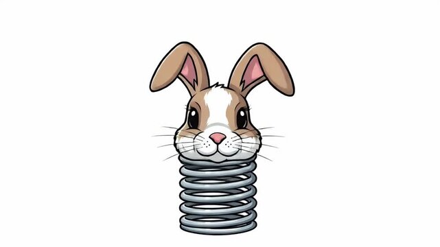 Cute Bunny Rabbit Head Pop Up Spring Toy Animation