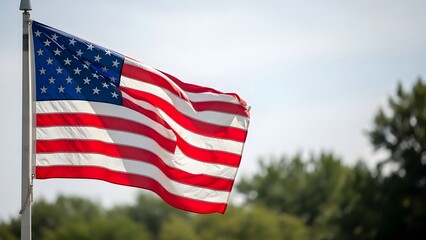 American flag waving in the wind outdoors