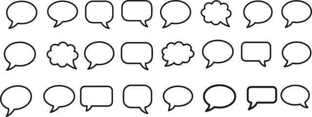Fototapeta premium Minimal Speech Bubble Icons – Simple Line Art Dialog Balloons .Speech bubble set, thought balloon collection,