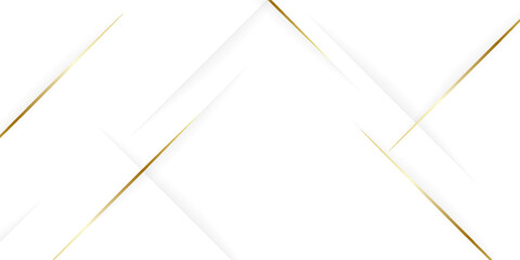 White luxury abstract background with golden lines and shadows. Premium vector illustration