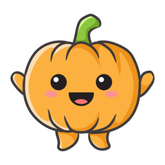 Cute Pumpkin Cartoon Character Illustration In Kawaii Style Vector PNG Image