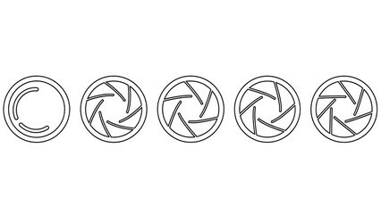 Camera Aperture Illustrations in Various Stages of Opening