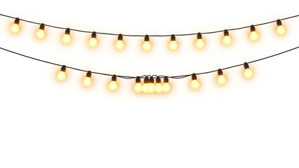 Festive string lights illuminating a celebratory atmosphere with warm yellow glow