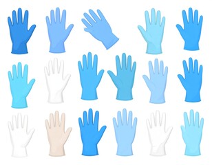 Obraz premium Assortment of colorful medical gloves, various positions and shades