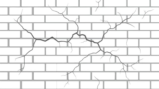 Detailed depiction of a cracked brick wall with intricate cracks, showcasing texture and age