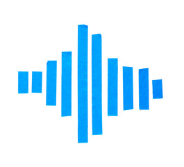 Sound wave made of blue masking tape strips on white background