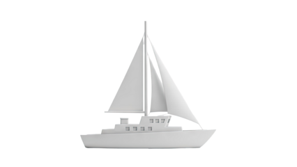 3D Minimalist sailboat on a plain background on transparent background