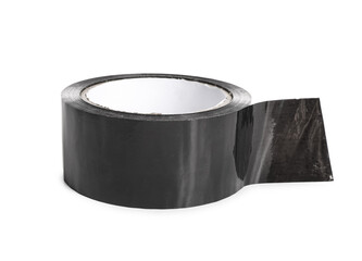 Adhesive tape roll on white background