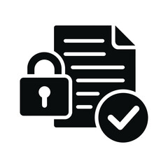 Secure document icon with lock and check mark