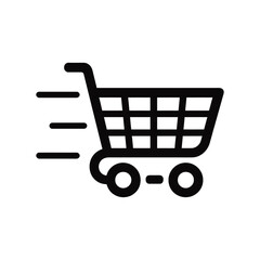 Shopping cart icon moving fast to the right side