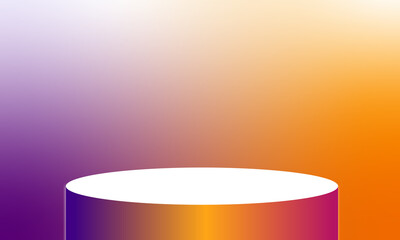 3D product podium scene with a purple and orange gradient background.