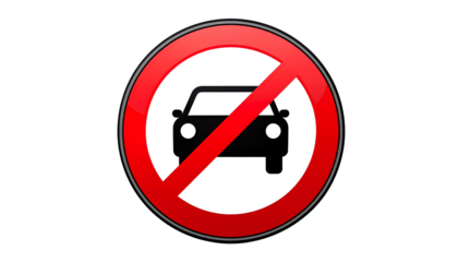 A red circle with a slash and a car silhouette indicating no vehicle access