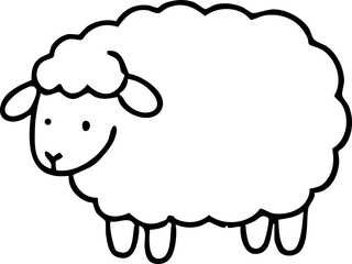 Cute Sheep Cartoon Illustration Isolated on White Background