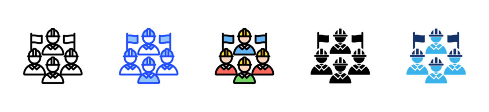 Labor Union Icon Collection With Multiple Styles