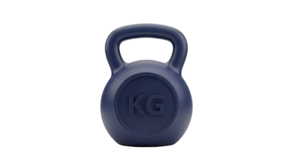 3D Dark Blue Kettlebell with KG Mark on transparent background