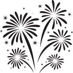 Black fireworks exploding on white background explosion