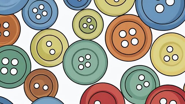 Colorful Sewing Buttons Seamless Motion Background Loop Soft Pastel Colors