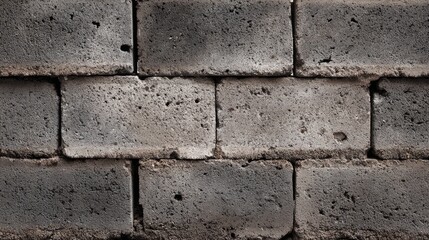 Concrete block wall texture, stacked cinder blocks, mortar joints, industrial pattern 