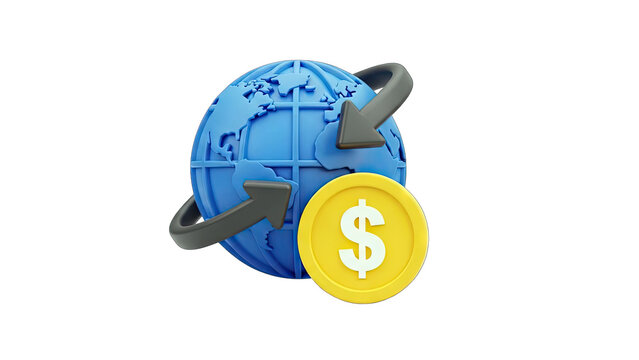 3D Global Finance and Exchange Concept on transparent background - Powered by Adobe