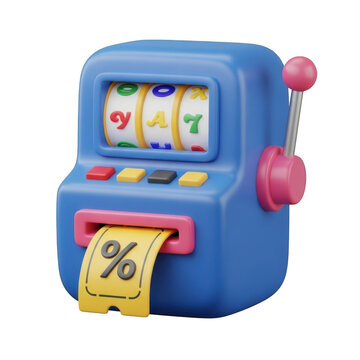 3d slot machine isolated on transparent background