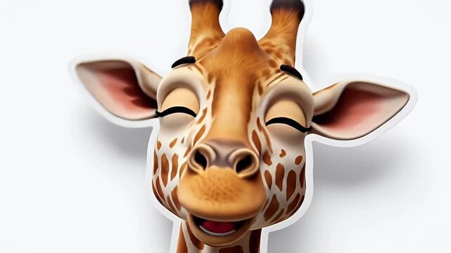 Cute Giraffe Wearing Heart Sunglasses Expressing Love on White Background