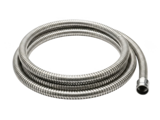 Coiled metal hose isolated on transparent background