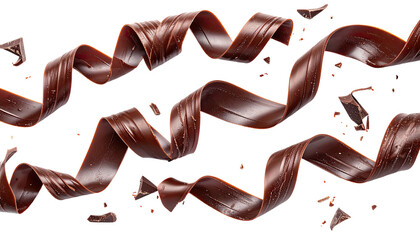 Dark, glossy ribbons of delicious treat float against a stark black background