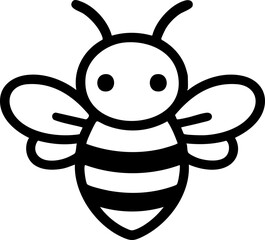 Cute Bee Cartoon Icon Illustration Isolated on White