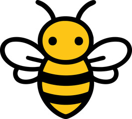 Cute Bee Cartoon Icon Illustration Isolated on White