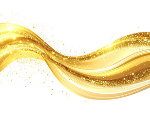 Flowing, golden abstract design with sparkling highlights on black