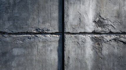 Concrete wall with expansion joint, vertical line dividing texture, realistic detail 