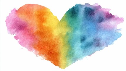 Vibrant Watercolor Heart Splatter with Rainbow Colors and Texture
