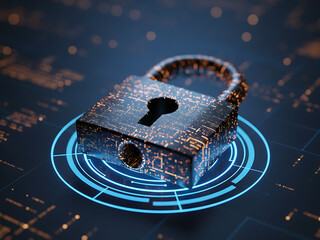 Hacker attack and data breach visualization information leak concept display futuristic cyber background broken lock symbol security compromise representation defocused, Cybersecurity / Digital Techno