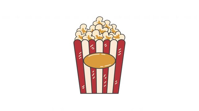 cartoon popcorn bucket with fluffy popcorn