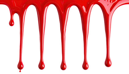 Bright red liquid dripping, isolated on a black background
