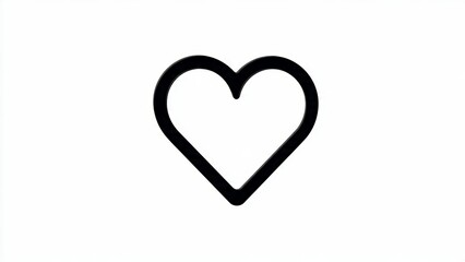 Minimalist Black Outline Heart Shape Icon on White Background
