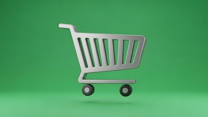 Shopping Cart Icon in 3D Style for E-Commerce Ads
